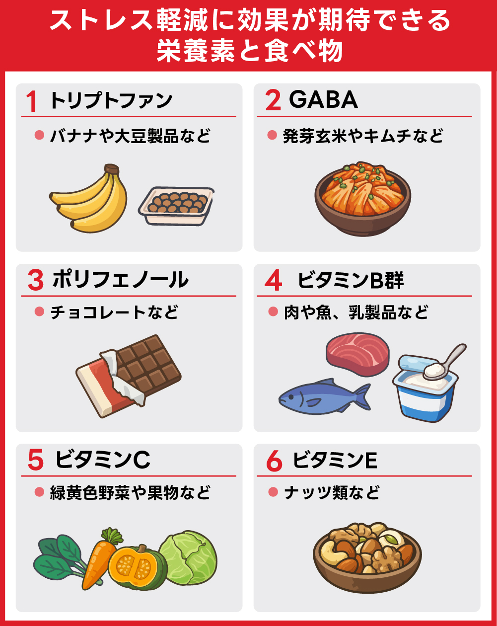 ストレス軽減に効果が期待できる食べ物