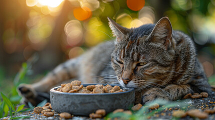 ごはんを食べたがらないネコ