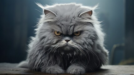 怒っているネコ