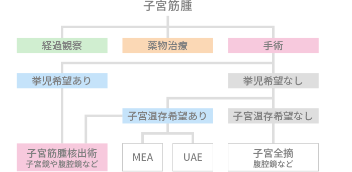 子宮筋腫の治療方法 フローチャート