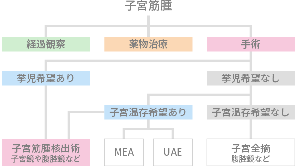 子宮筋腫の治療方法 フローチャート